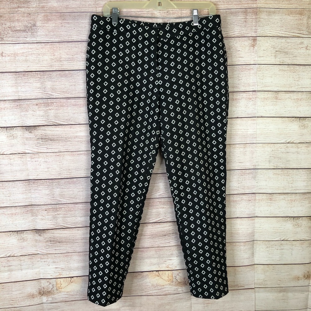 Vince Camuto Black White Square Printed Pants Size 8‎
